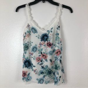 White House black Market Floral Embroidered Cami Casual Top Size XXSP